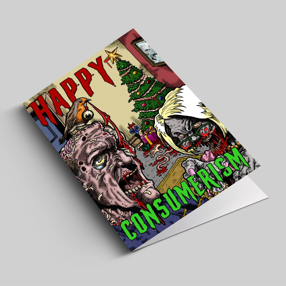 "Happy Consumerism" Horror Zombie Christmas Card